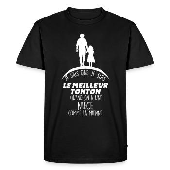 Cadeau Pour Mon Tonton Et Niece Citation Drôle - T-shirt Premium bio Homme - noir - Devant - Nico (187cm)