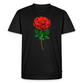 Rose - Rose Rouge - T-shirt Premium bio Homme - noir - Devant - Nico (187cm)