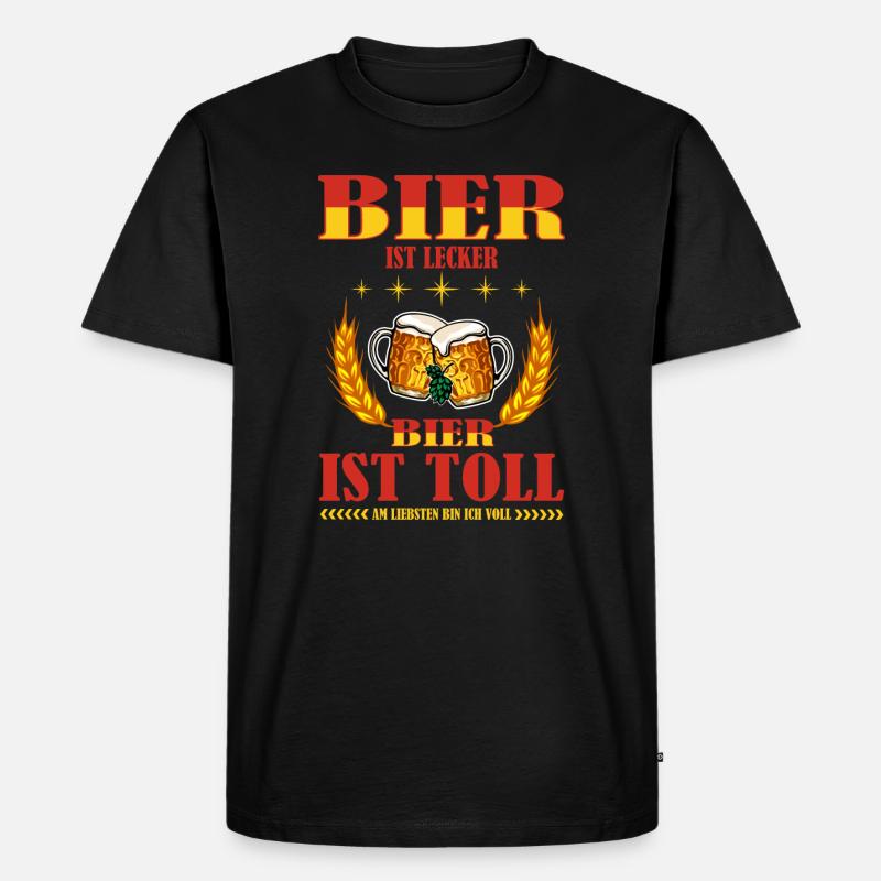 Bier - Männer Premium Bio T-Shirt - Schwarz