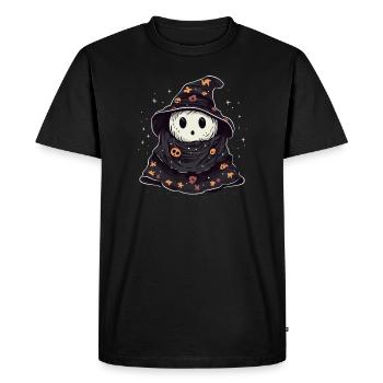 Ghost Ghost Wizard, Pumpkin, Halloween, Costume - Men's Premium Organic T-Shirt - black - Front - Nico (187cm)