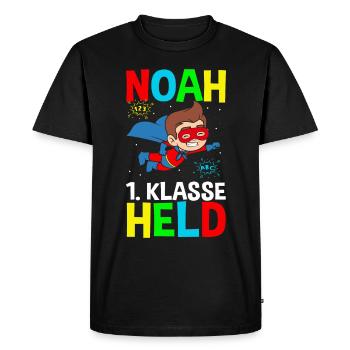 Schoolchild Noah 1st Grade Hero - Men's Premium Organic T-Shirt - black - Front - Nico (187cm)