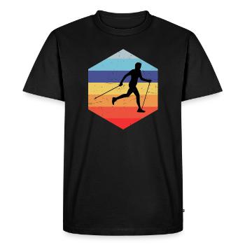Marcheur nordique masculin Marcheur féminin Marche nordique - T-shirt Premium bio Homme - noir - Devant - Nico (187cm)