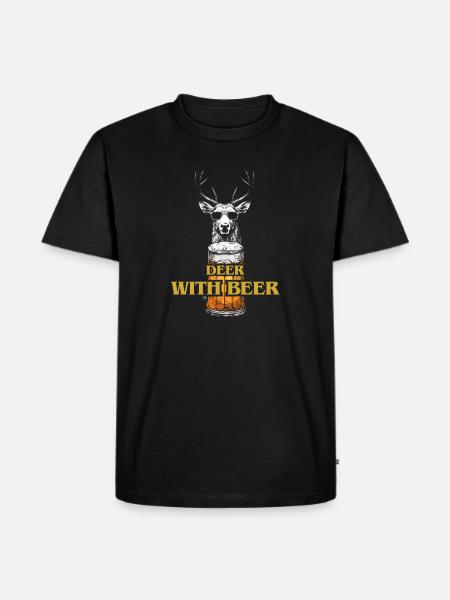 Deer with Beer - Men's Premium Organic T-Shirt - black