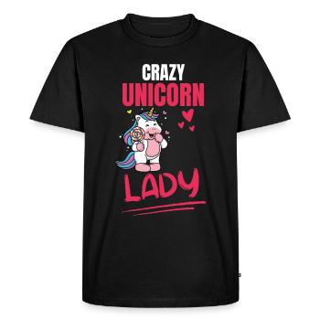 Lady Women Fantasy Animal Funny Gift Unicorn - Men's Premium Organic T-Shirt - black - Front - Nico (187cm)