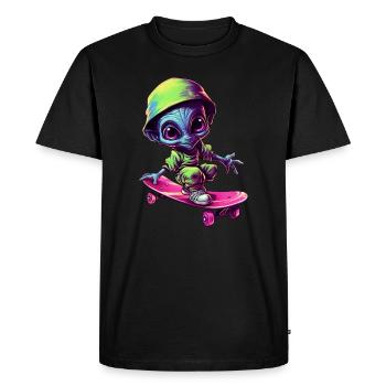Blue-Pink Alien Skateboarder: Figures cosmiques - T-shirt Premium bio Homme - noir - Devant - Nico (187cm)