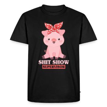 Superviseur de spectacle de merde Cochon - T-shirt Premium bio Homme - noir - Devant - Nico (187cm)