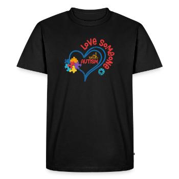 AUTISME AMOUR COEUR PUZZLE SYNDROME DICTON MOTIF - T-shirt Premium bio Homme - noir - Devant - Nico (187cm)