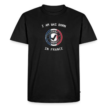 I am was born in France - T-shirt Premium bio Homme - noir - Devant - Nico (187cm)