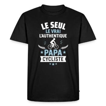Papa cycliste authentique Fête des pères vélo - T-shirt Premium bio Homme - noir - Devant - Nico (187cm)