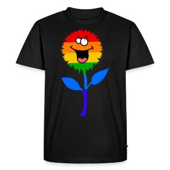 Gay fleur drapeau arc-en-ciel Gay Lesbienne - T-shirt Premium bio Homme - noir - Devant - Nico (187cm)