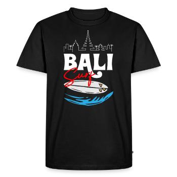 Surf à Bali - T-shirt Premium bio Homme - noir - Devant - Nico (187cm)