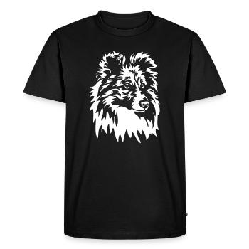 Sheltie Head "Black Edition" - Men's Premium Organic T-Shirt - black - Front - Nico (187cm)