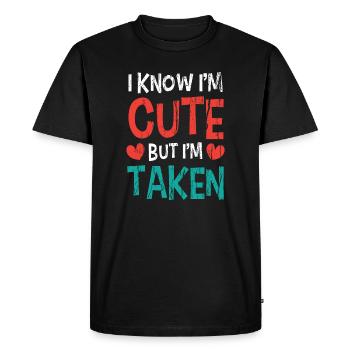 Je sais que je suis mignon mais je suis pris cadeau pour sa sienne - T-shirt Premium bio Homme - noir - Devant - Nico (187cm)