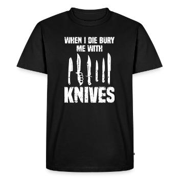 Quand je mourrai, enterrez-moi avec des couteaux - T-shirt Premium bio Homme - noir - Devant - Nico (187cm)