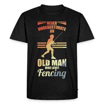 Ne sous-estimez jamais un vieil escrimeur - T-shirt Premium bio Homme - noir - Devant - Nico (187cm)