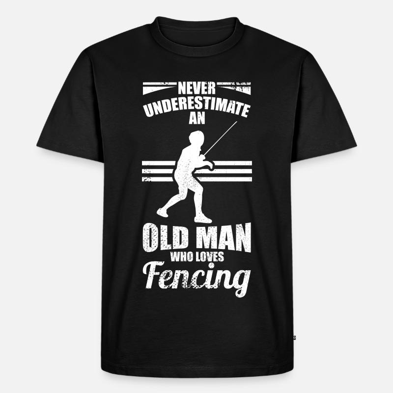 Fechtender Großvater - Männer Premium Bio T-Shirt - Schwarz