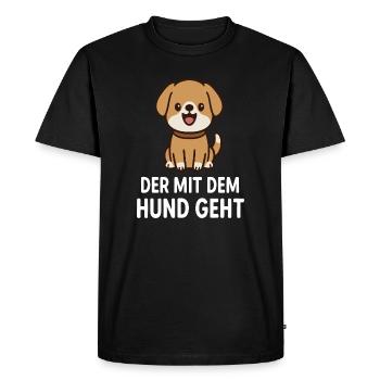 Funny dog with index card design - Men's Premium Organic T-Shirt - black - Front - Nico (187cm)
