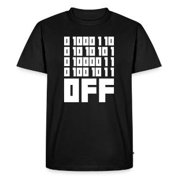Binary Code F**k OFF – Nerd Humor & Geek Code - Men's Premium Organic T-Shirt - black - Front - Nico (187cm)