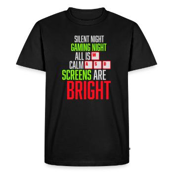 Nuit silencieuse Nuit de jeu Tous les écrans calmes Lumineux - T-shirt Premium bio Homme - noir - Devant - Nico (187cm)