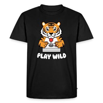 Tiger Arcade Play Wild - Men's Premium Organic T-Shirt - black - Front - Nico (187cm)