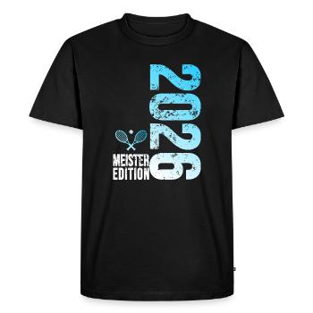 Tennis Master Edition 2026 en bleu et blanc - T-shirt Premium bio Homme - noir - Devant - Nico (187cm)