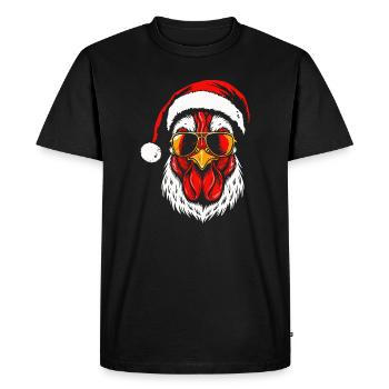 Santa Chicken, Funny Christmas Chicken Xmas - Men's Premium Organic T-Shirt - black - Front - Nico (187cm)