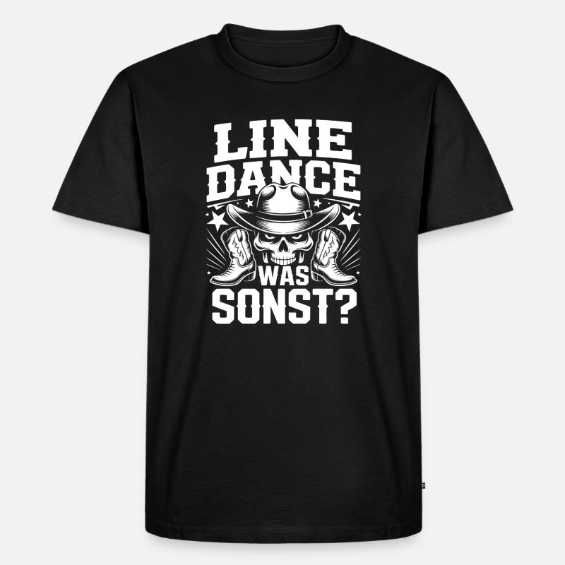 Line Dance Schädel Cowboy - Männer Premium Bio T-Shirt - Schwarz