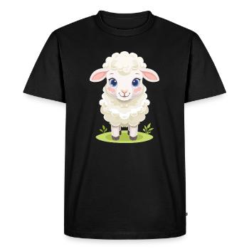 Agneau câlin sur un pâturage vert - T-shirt Premium bio Homme - noir - Devant - Nico (187cm)