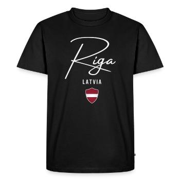 Riga Latvia, elegant design Riga - Men's Premium Organic T-Shirt - black - Front - Nico (187cm)