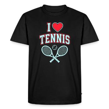 J’adore le t-shirt de tennis, style fan de tennis cool - T-shirt Premium bio Homme - noir - Devant - Nico (187cm)