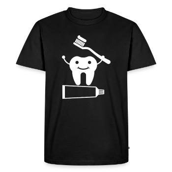 Dent avec brosse à dents et dentifrice - T-shirt Premium bio Homme - noir - Devant - Nico (187cm)