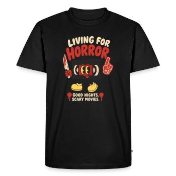 Vivre pour les films d’horreur - T-shirt Premium bio Homme - noir - Devant - Nico (187cm)