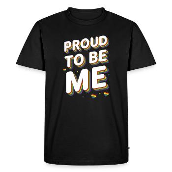 Mois de la fierté LGBT - Fier d’être moi - T-shirt Premium bio Homme - noir - Devant - Nico (187cm)