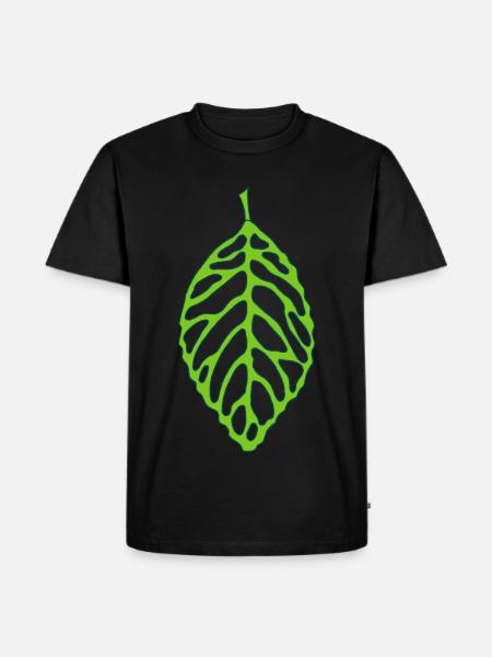 Waldgrünes Blatt - Männer Premium Bio T-Shirt - Schwarz