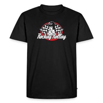 Rocking Rolling - Race Pin Up - Men's Premium Organic T-Shirt - black - Front - Nico (187cm)