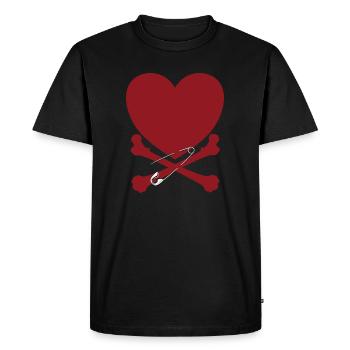 Cœur avec cadeau en os pour Heartbreaker - T-shirt Premium bio Homme - noir - Devant - Nico (187cm)