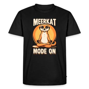 Erdmännchen Méditation Yoga - Mode Suricate activé - T-shirt Premium bio Homme - noir - Devant - Nico (187cm)