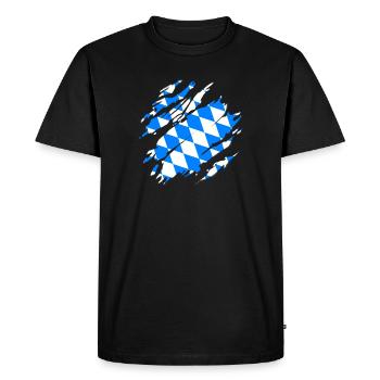 Bavaria flag cracks scratches Bavarian BY - Men's Premium Organic T-Shirt - black - Front - Nico (187cm)