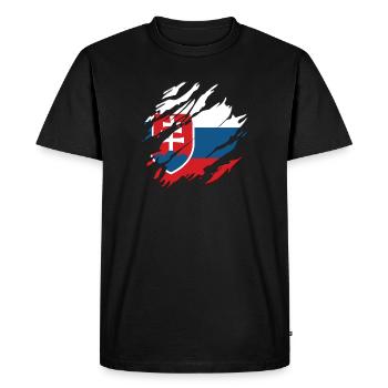 Slovakia flag scratches used look cut Slovak - Men's Premium Organic T-Shirt - black - Front - Nico (187cm)