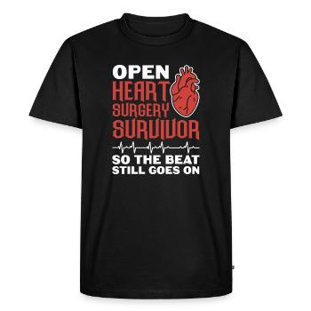 Open heartsurgery survivor so that the beat goes - Men's Premium Organic T-Shirt - black - Front - Nico (187cm)