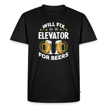 Réparera les ascenseurs - Bière mécanicienne d’ascenseur - T-shirt Premium bio Homme - noir - Devant - Nico (187cm)