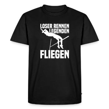 Saut en hauteur - Les perdants courent Les légendes volent - T-shirt Premium bio Homme - noir - Devant - Nico (187cm)