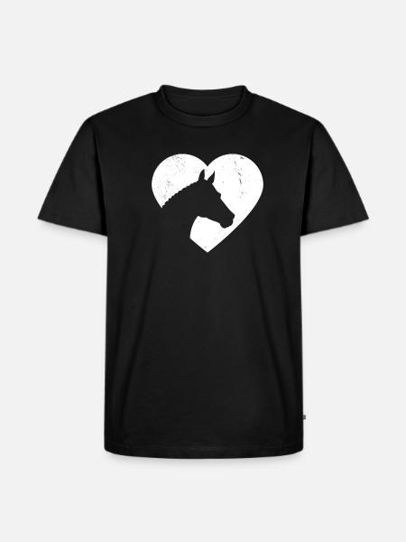 Horse head silhouette Sideways heart gift - Men's Premium Organic T-Shirt - black