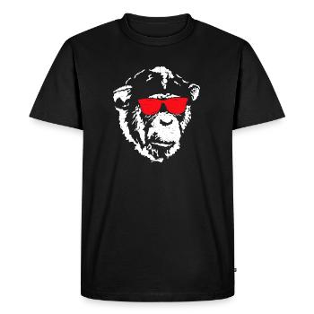 Singe avec des lunettes de soleil rouges - T-shirt Premium bio Homme - noir - Devant - Nico (187cm)