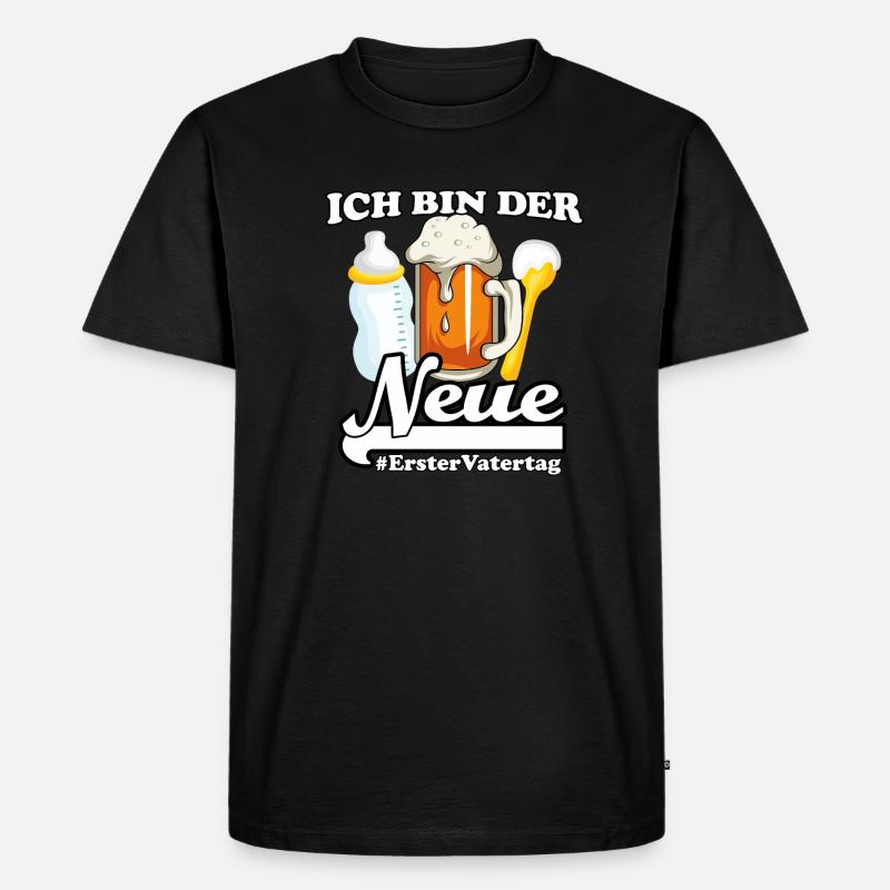 Erster Vatertag - Männer Premium Bio T-Shirt - Schwarz