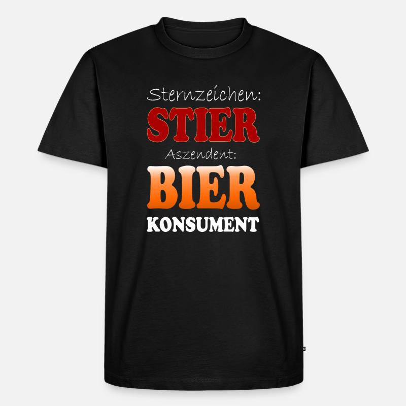 Sternzeichen Stier Bier - Männer Premium Bio T-Shirt - Schwarz