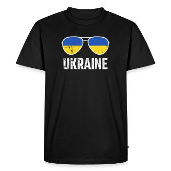 Ukraine Ukraina Slava Ukraine Sunglasses Flag - Men's Premium Organic T-Shirt - black - Front - Nico (187cm)