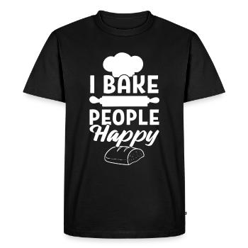 I Bake People Happy Dessert Chef - Men's Premium Organic T-Shirt - black - Front - Nico (187cm)