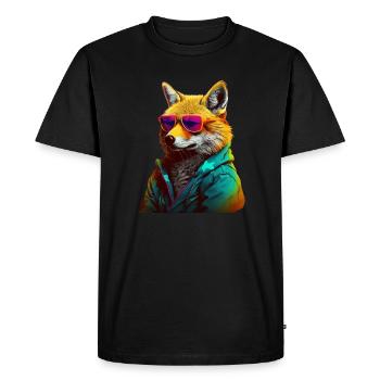 Fox with Sunglasses Colorful Cool Foxes Forest Animal - Men's Premium Organic T-Shirt - black - Front - Nico (187cm)