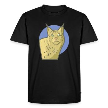 Lynx mature avec un beau visage de chat - T-shirt Premium bio Homme - noir - Devant - Nico (187cm)